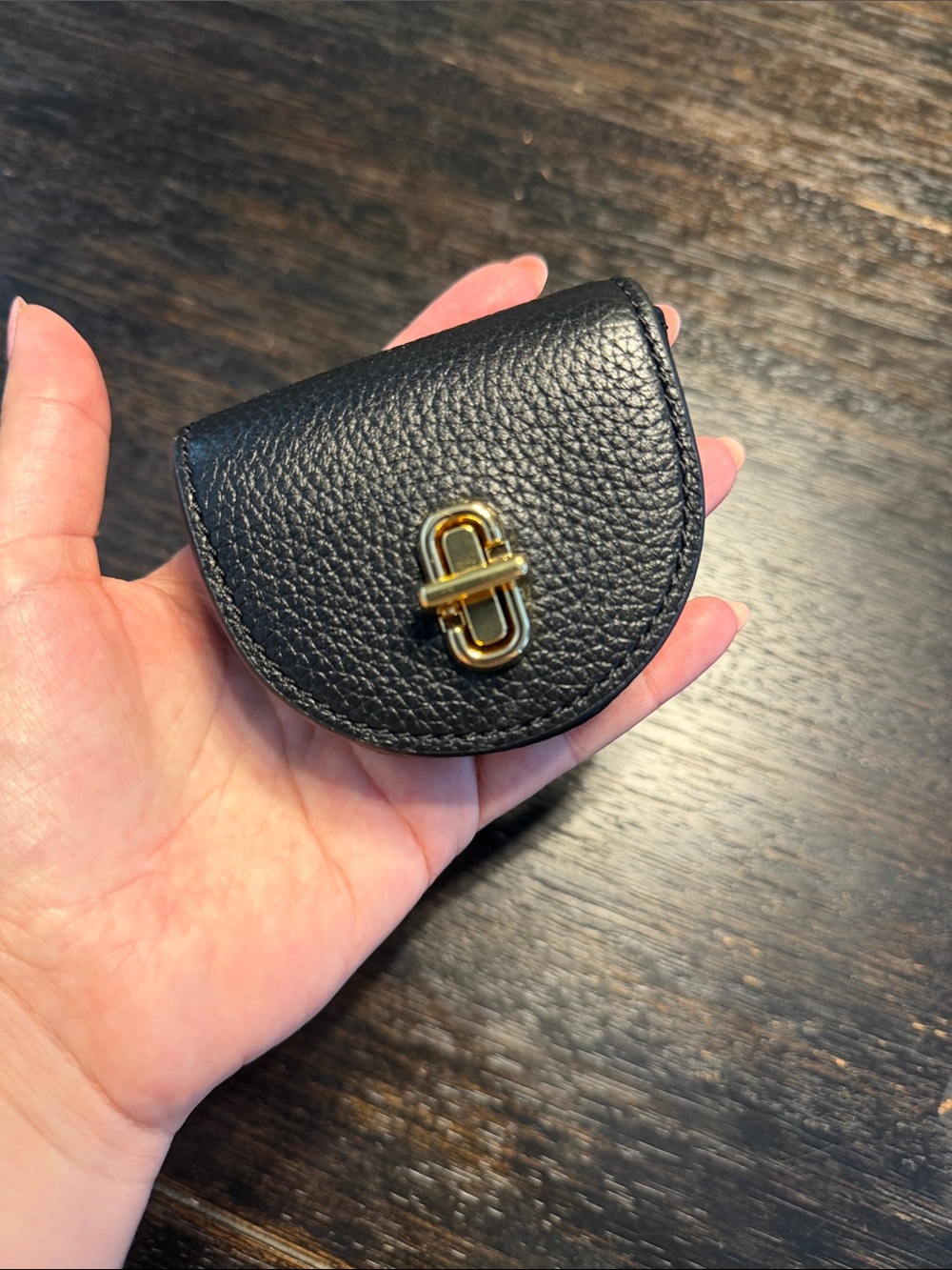 Marc Jacobs Black Pebbled Leather Mini Coin Pouch with Gold Chain - Picture 2 of 5